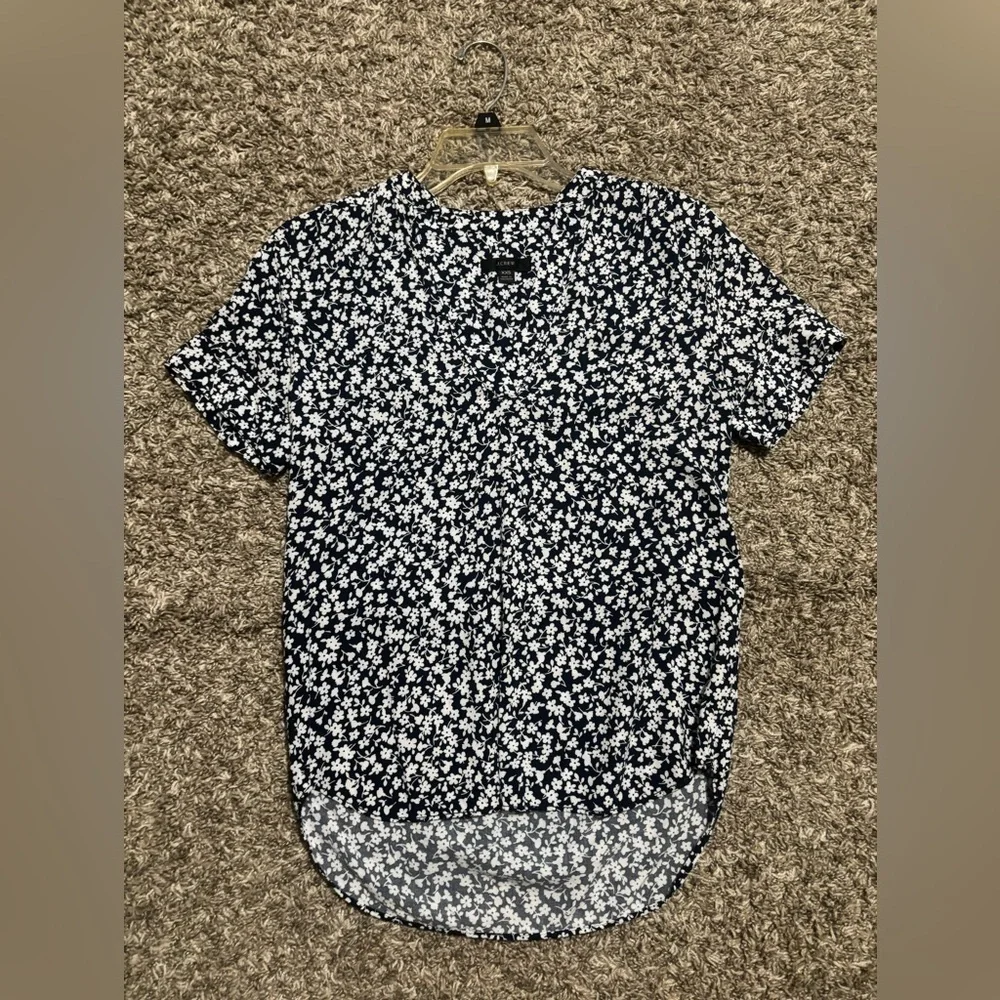 J. Crew Navy and White Floral Blouse